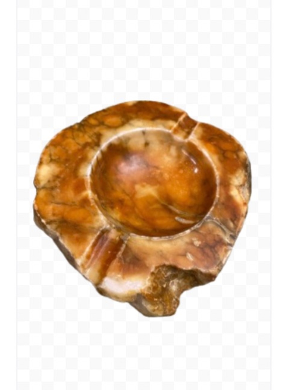 Vintage Handcrafted Mid-Century Orange Alabaster Stone Ashtray